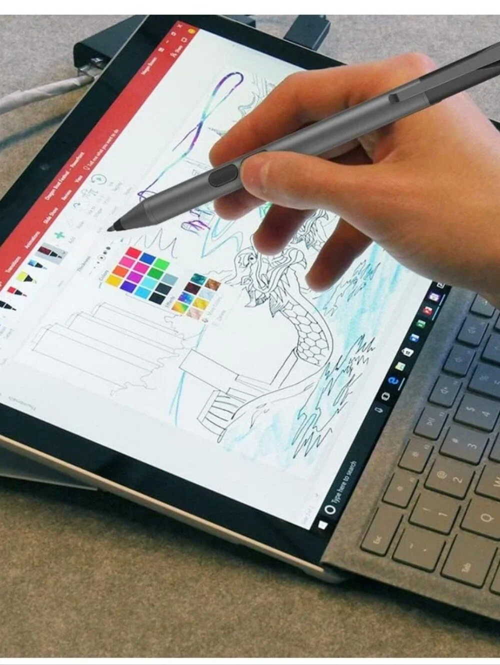 Slim Gray Stylus Pen with Dual Buttons For Surface Pro